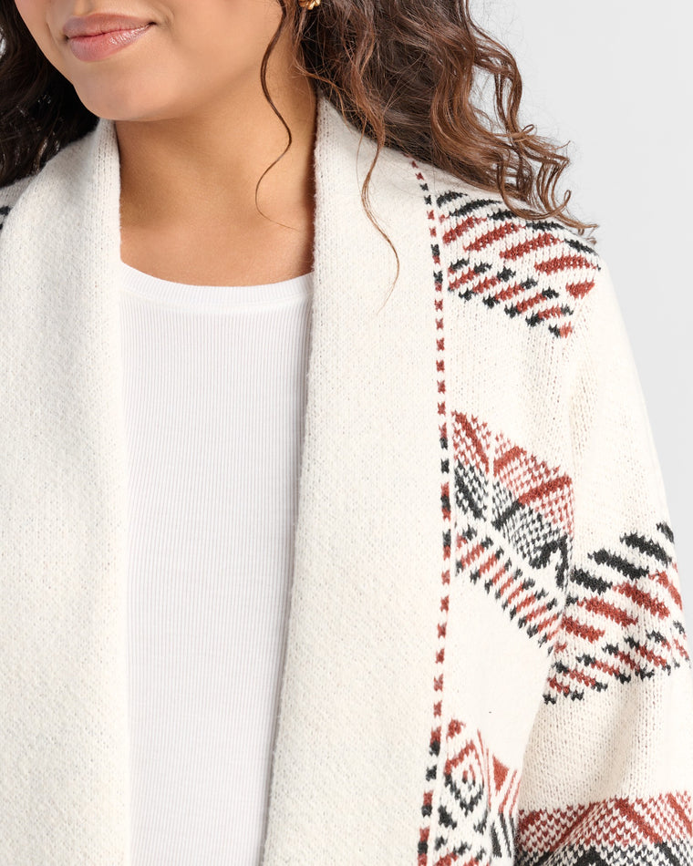 Oatmeal $|& Staccato Geo Stripe Heavy Sweater Cardigan - SOF Detail