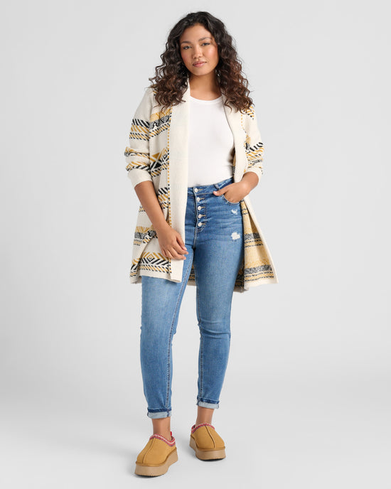 Copper $|& Staccato Geo Stripe Heavy Sweater Cardigan - SOF Front