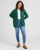 Forest $|& Staccato Open Front Cardigan with Button Detail - SOF Full Front