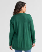 Forest $|& Staccato Open Front Cardigan with Button Detail - SOF Back
