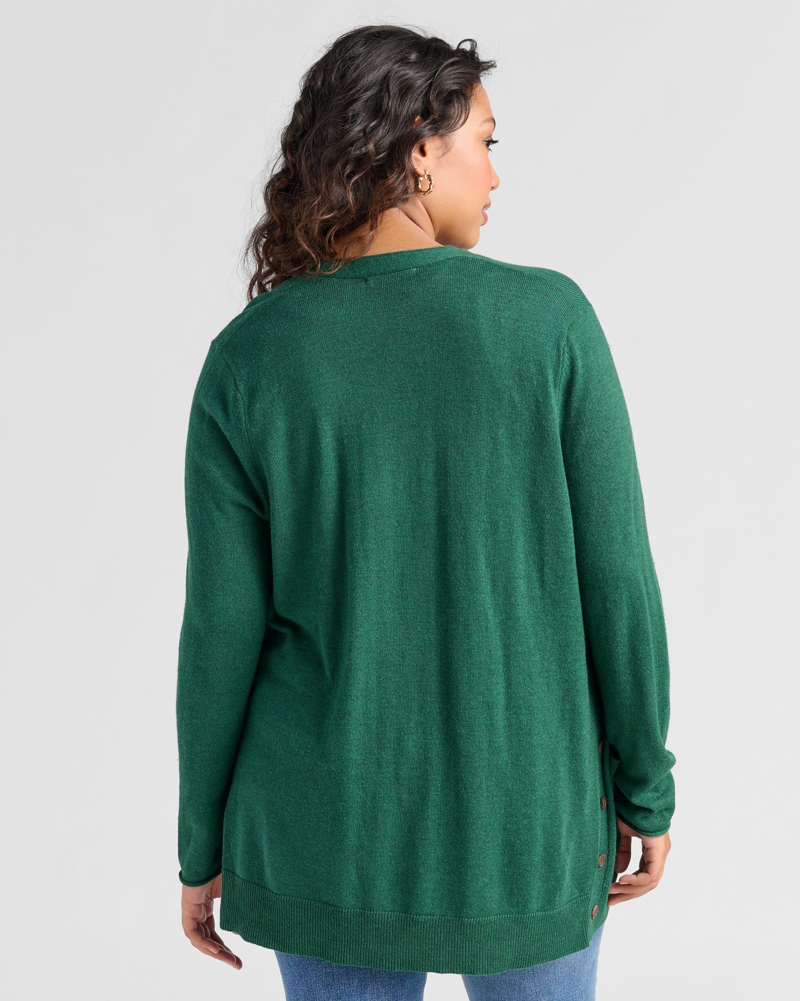 Forest $|& Staccato Open Front Cardigan with Button Detail - SOF Back