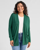 Forest $|& Staccato Open Front Cardigan with Button Detail - SOF Front