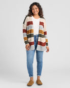 Olive/Oatmeal $|& Staccato Open Front Colorblock Cardigan - SOF Full Front