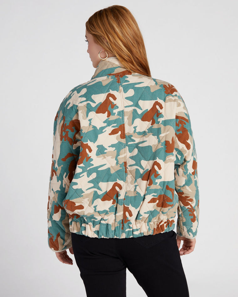 Camo Teal $|& Oddi Quilted Front Zip Jacket - SOF Back