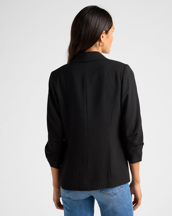 Black $|& Skies Are Blue Shirred Sleeve Blazer - SOF Back