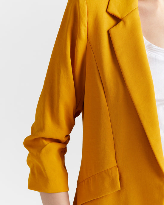 Mustard $|& Skies Are Blue Shirred Sleeve Blazer - SOF Detail