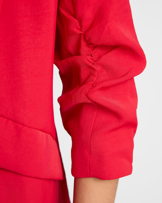 Ruby Red $|& Skies Are Blue Shirred Sleeve Blazer - SOF Detail