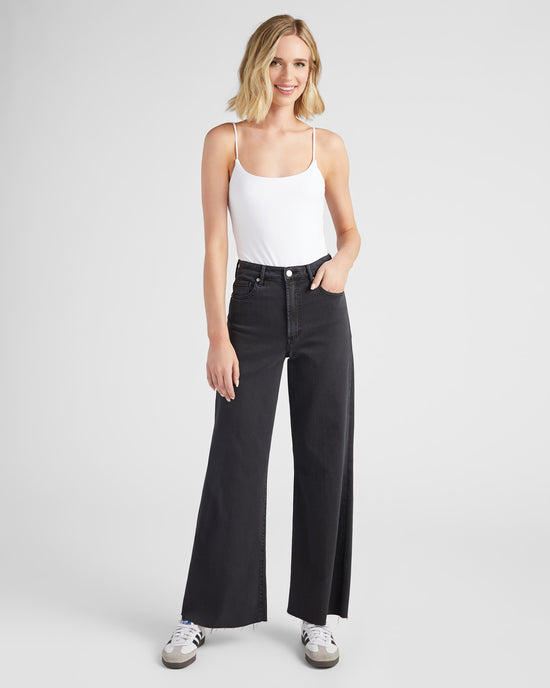 Black $|& Dear John Fiona Wide Leg Jeans - SOF Full Front