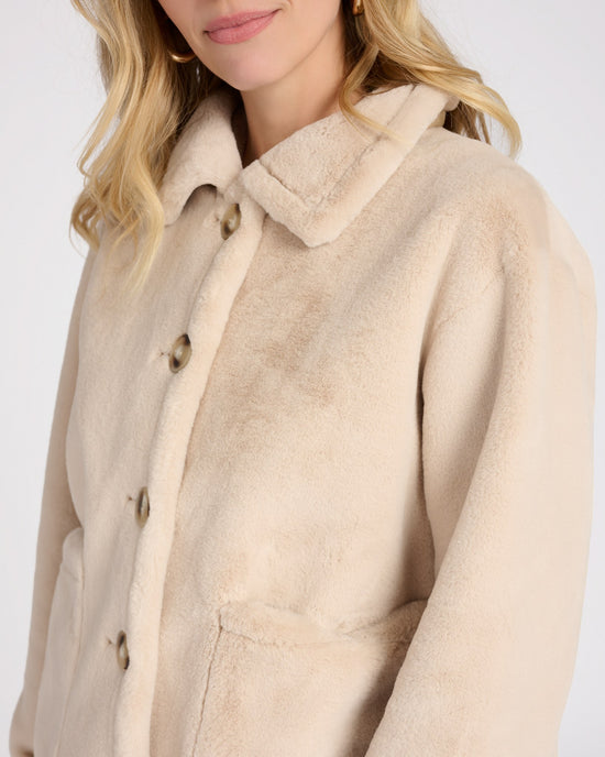Beige $|& Love Token Faux Fur Jacket - SOF Detail