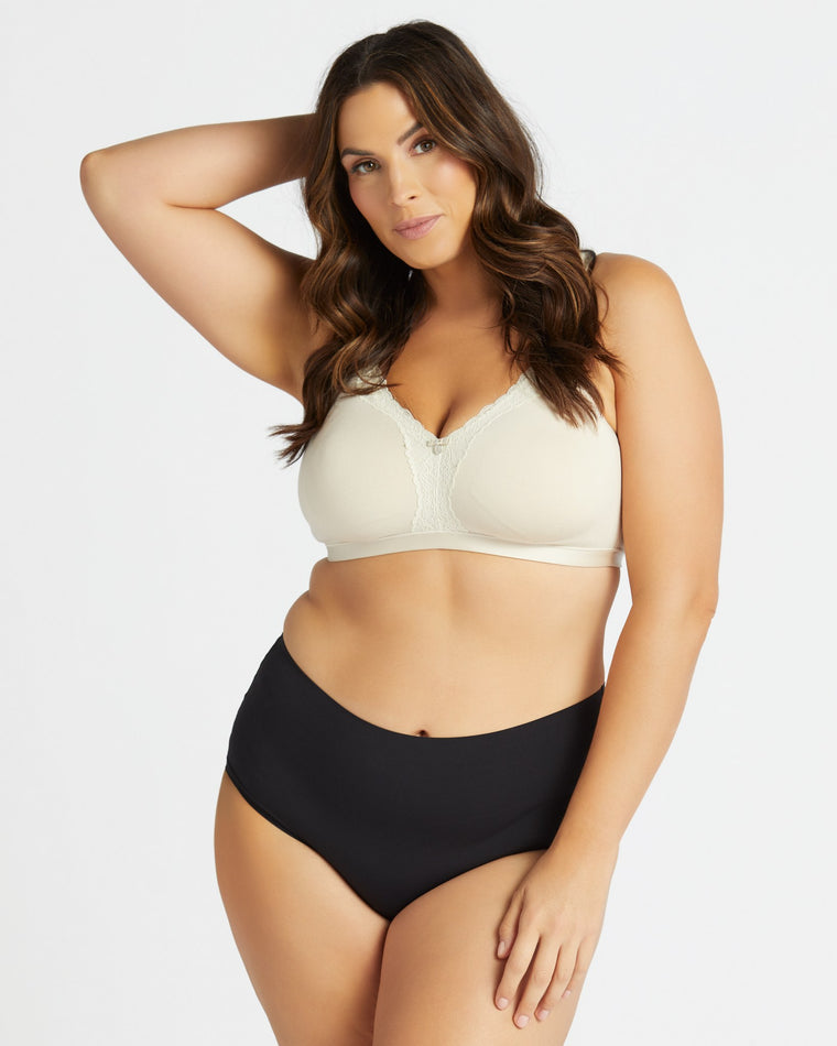 Natural $|& Curvy Couture Cotton Luxe Wirefree Bra - SOF Front