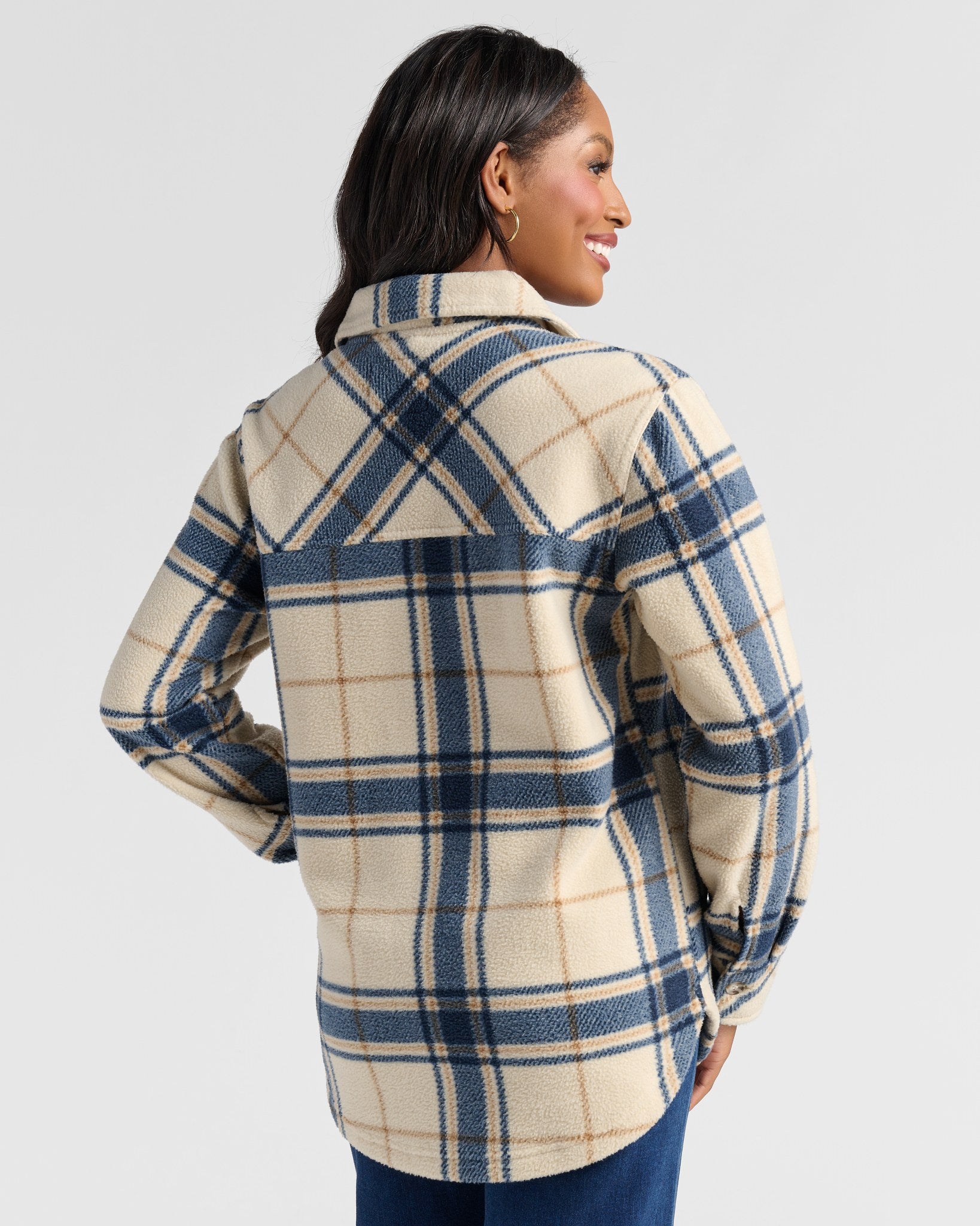 Copper Navy $|& Thread & Supply Tullis Polar Fleece Shacket - SOF Back