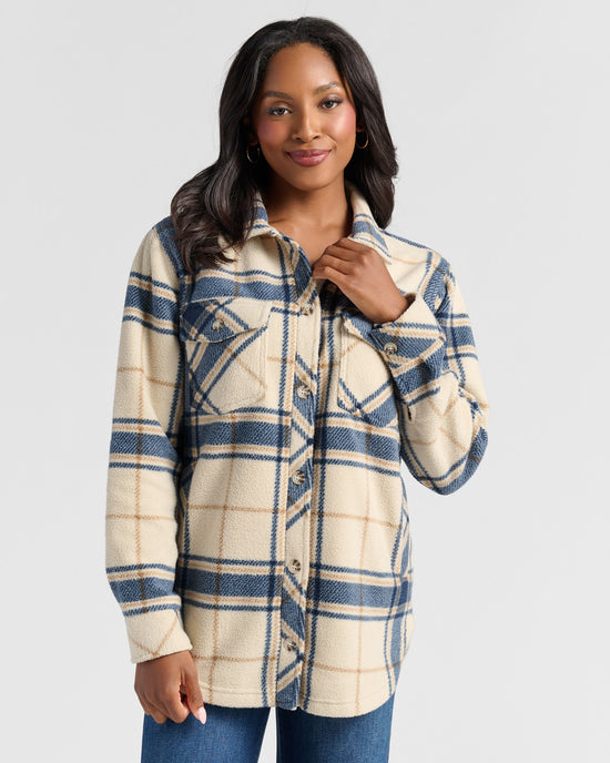 Copper Navy $|& Thread & Supply Tullis Polar Fleece Shacket - SOF Front