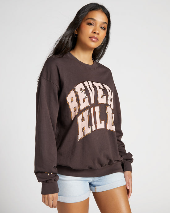 Rich Oak Brown $|& Project Social T Beverly Hills Sweatshirt - SOF Front