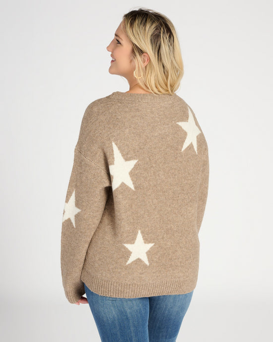 Mushroom $|& Vigoss Crew Neck Star Print Sweater - SOF Back