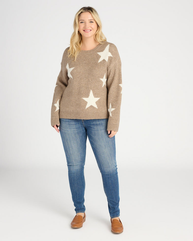 Mushroom $|& Vigoss Crew Neck Star Print Sweater - SOF Full Front
