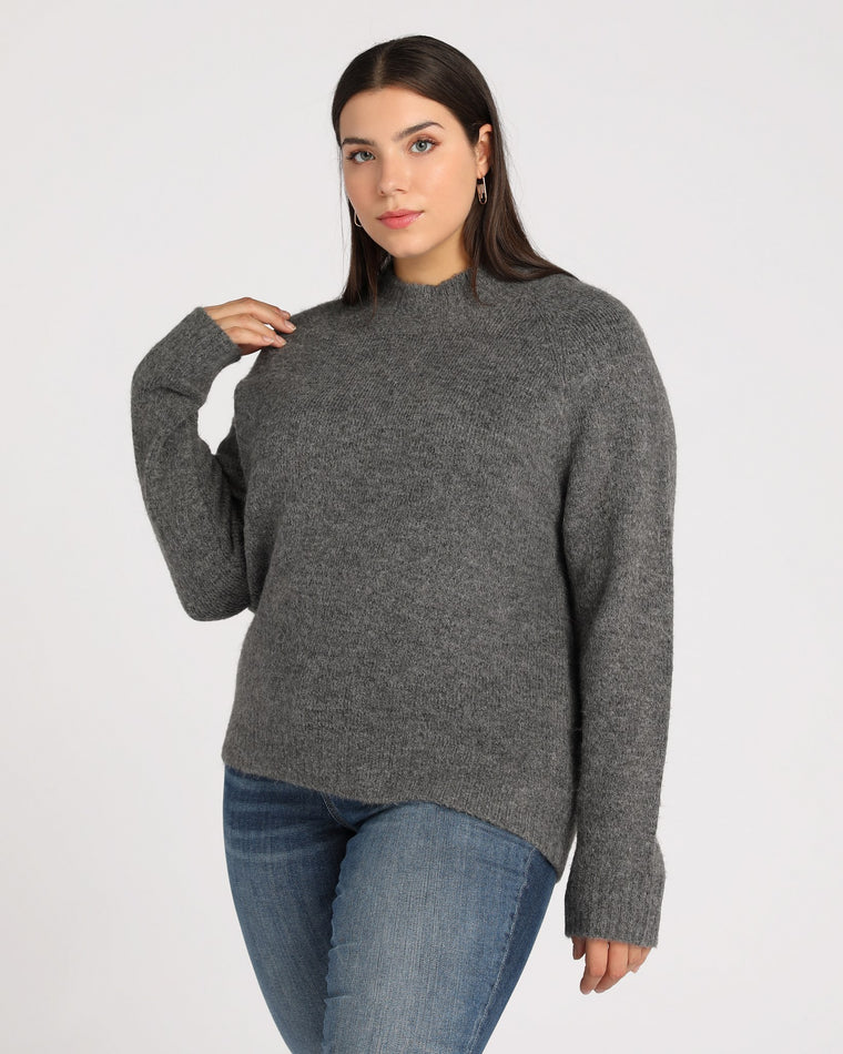 Grey $|& Vigoss Mock Neck Sweater - SOF Front