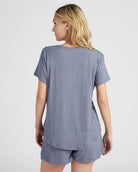 Heather Blue $|& SEAS Heather Tee and Short Sleep Set - SOF Back