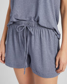 Heather Blue $|& SEAS Heather Tee and Short Sleep Set - SOF Detail