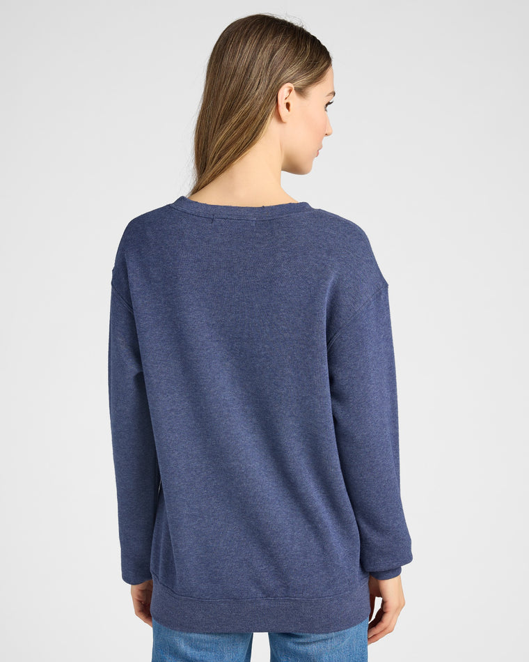 Heather Navy $|& Project Social T Football Sweatshirt - SOF Back