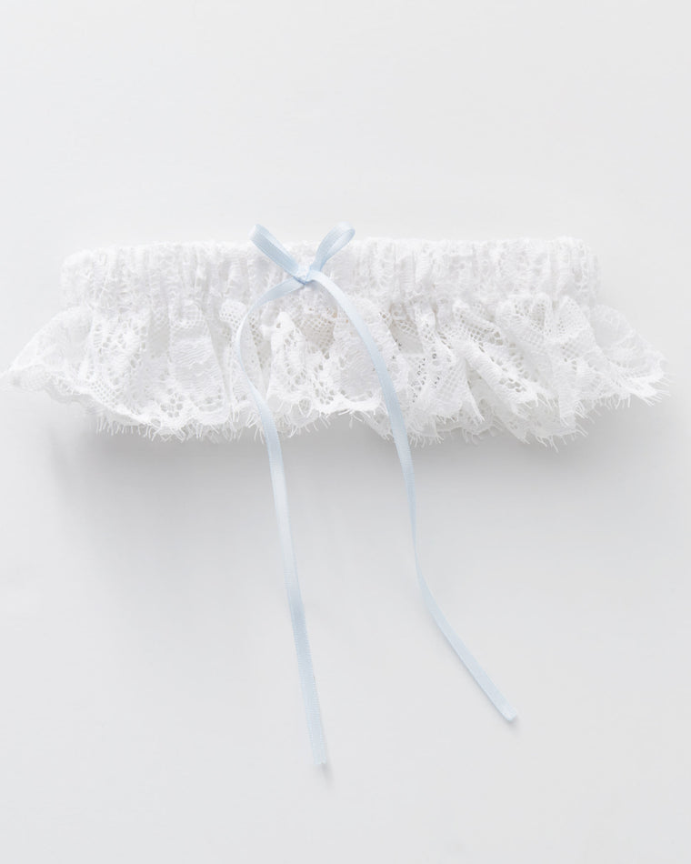 White $|& Eberjey Lace Garter - Hanger Front