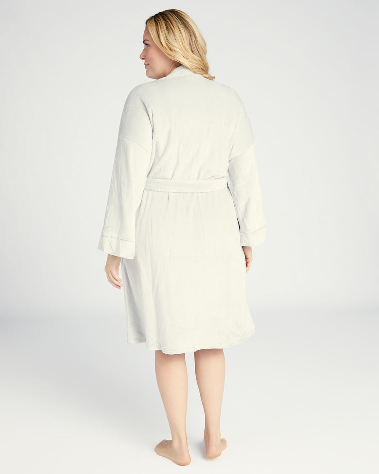 Grey $|& Bobeau Sleepwear Long Sleeve Plush Robe - SOF Back