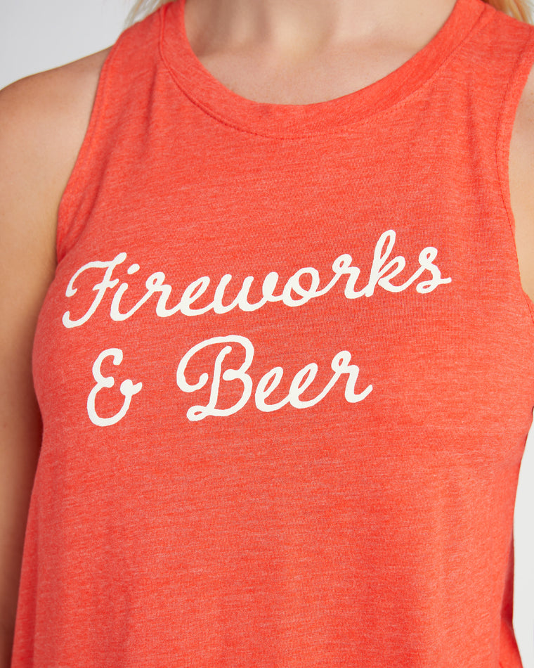 Poppy Red $|& 78 & Sunny Fireworks Graphic Tank - SOF Detail
