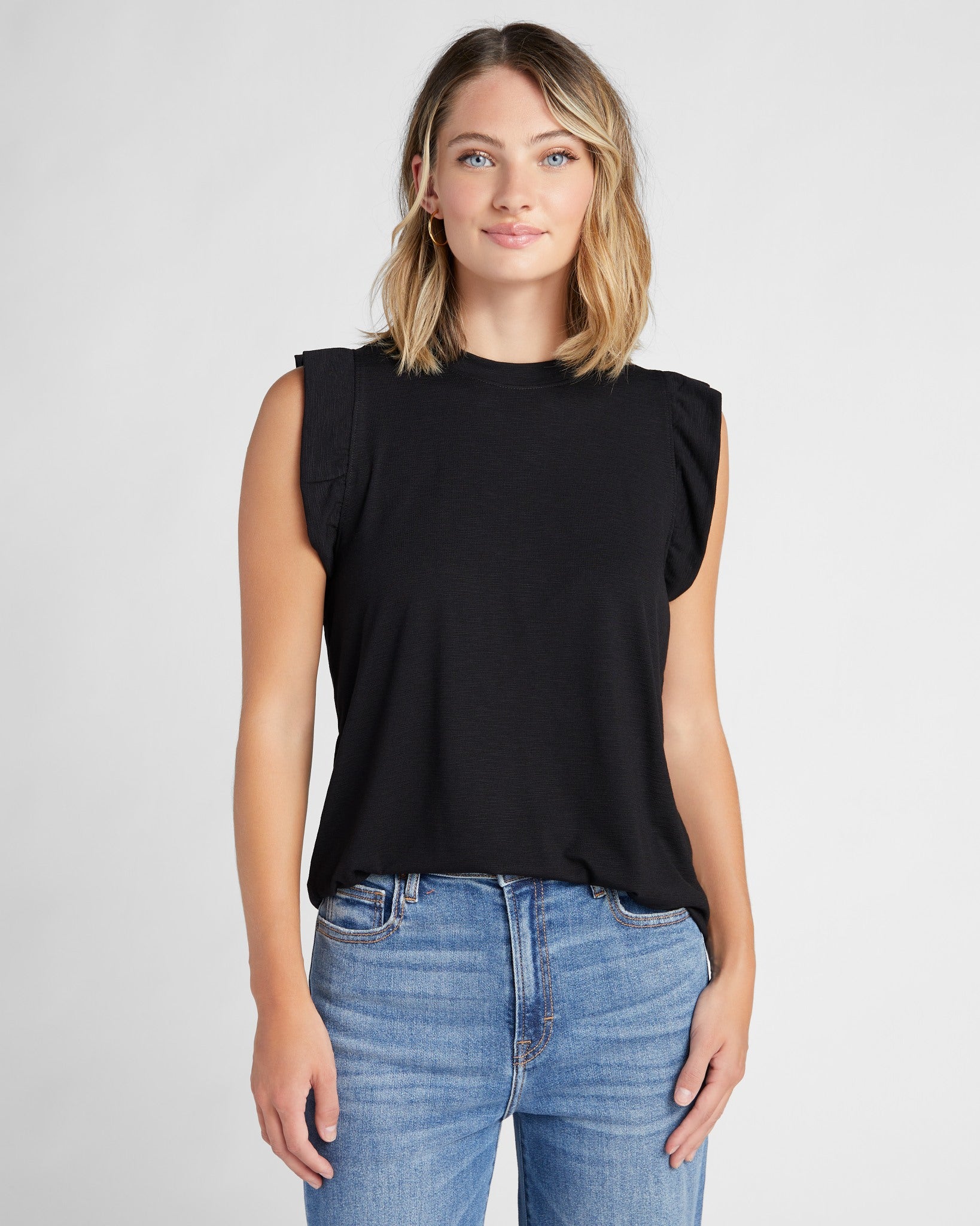 Hardware Ruffle Tank Ruffle Shoulder Tank