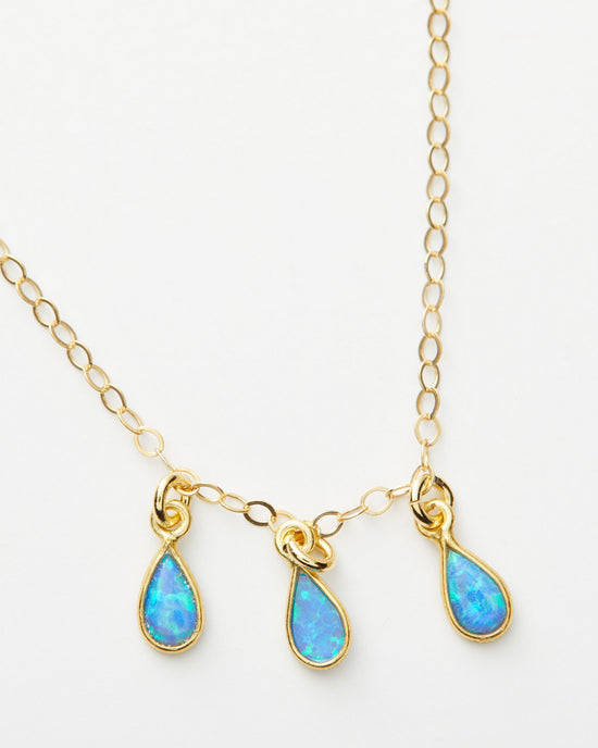 Blue Opal $|& Native Gem Raindrops Trio Necklace - Hanger Detail