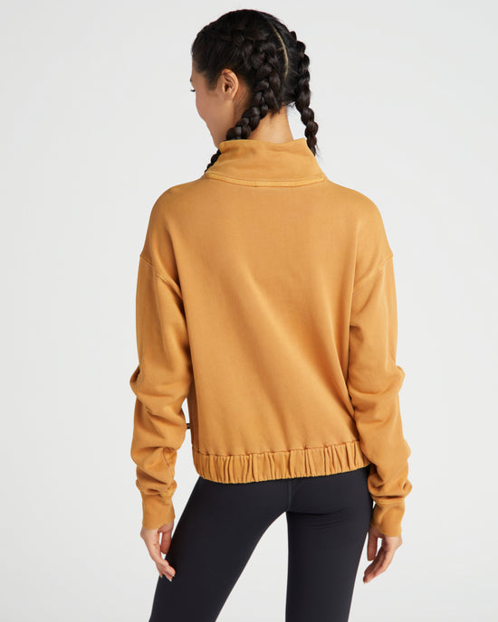 Pumpkin Spice $|& Thrive Société Washed Mock Neck Sweatshirt - SOF Back