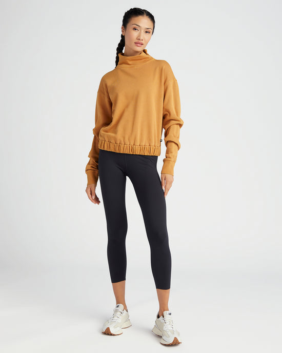 Pumpkin Spice $|& Thrive Société Washed Mock Neck Sweatshirt - SOF Full Front