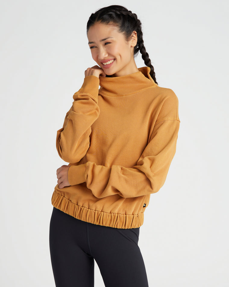 Pumpkin Spice $|& Thrive Société Washed Mock Neck Sweatshirt - SOF Front