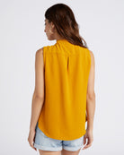Mustard $|& Supply + Demand Sleeveless Ruffle Top - SOF Back