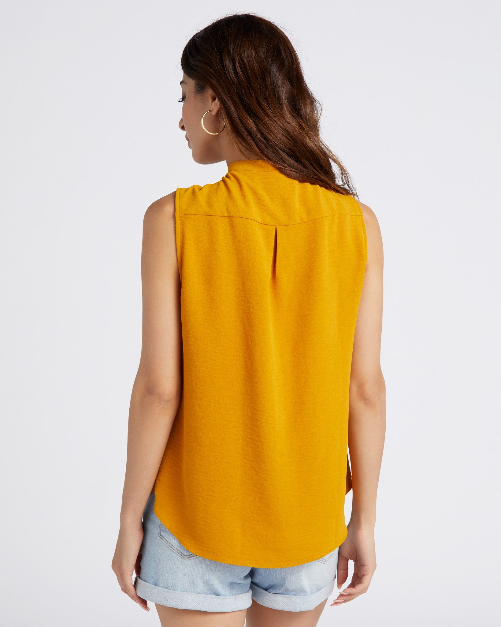 Mustard $|& Supply + Demand Sleeveless Ruffle Top - SOF Back