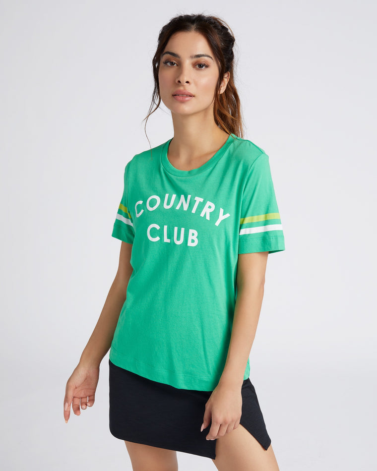 Lime Green $|& Sol Angeles Country Club Stripe Crew - SOF Front