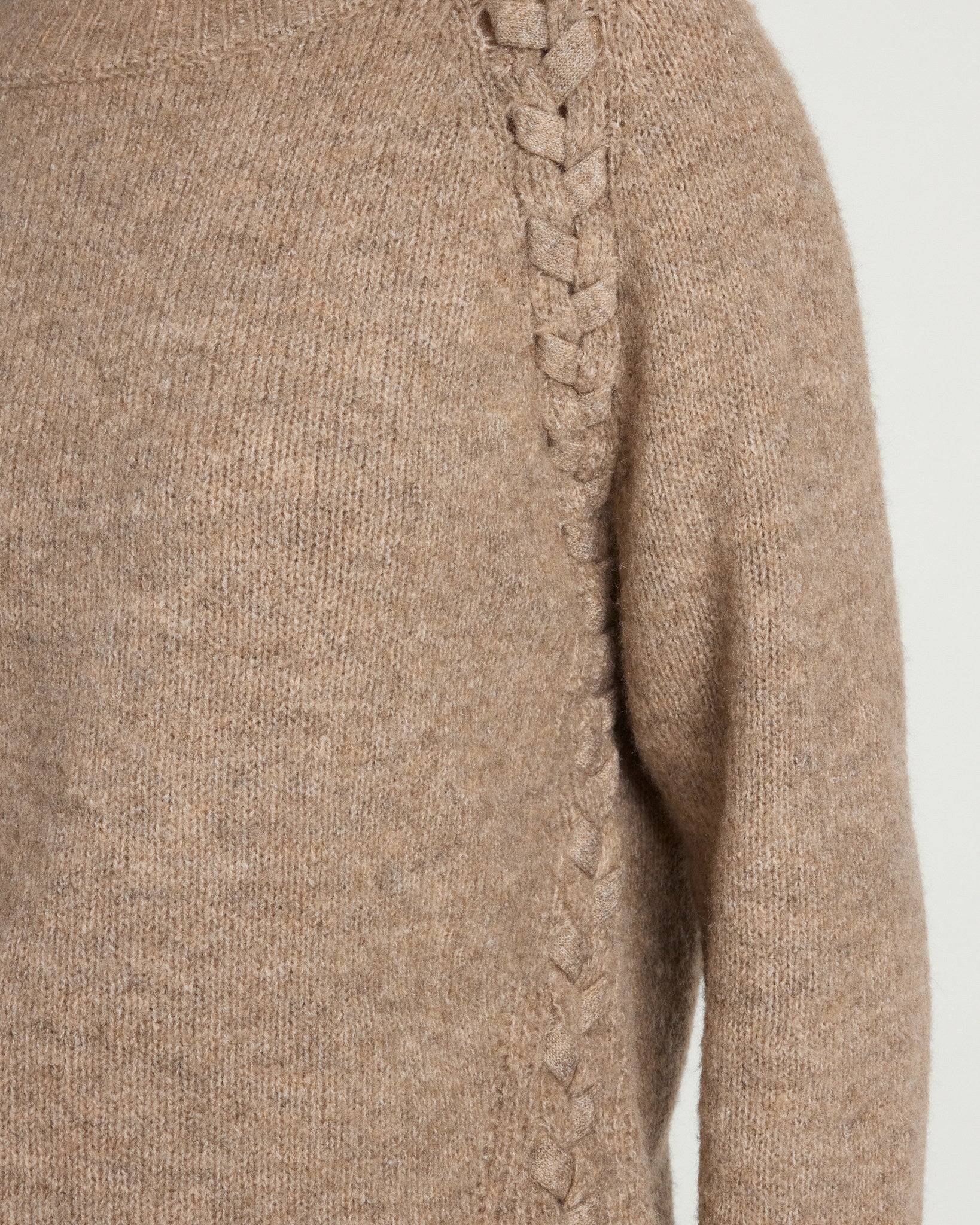 Mushroom $|& Vigoss Braided Pullover Sweater - SOF Full Front