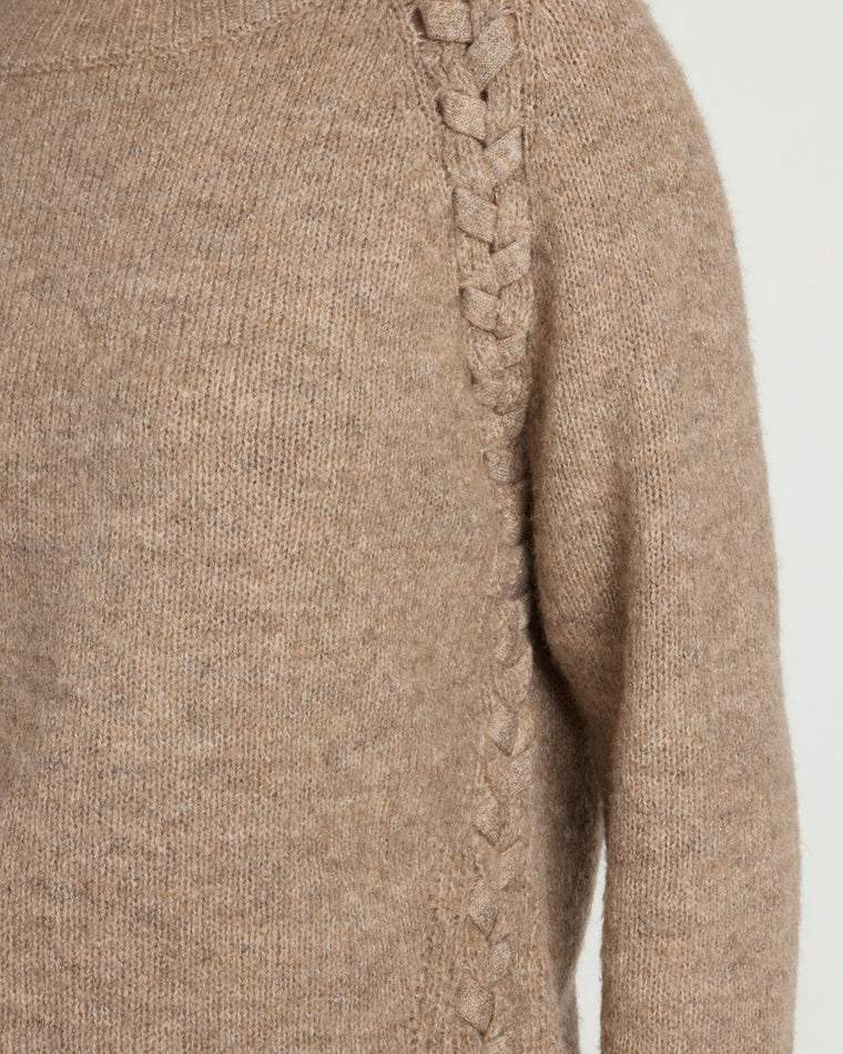 Mushroom $|& Vigoss Braided Pullover Sweater - SOF Full Front