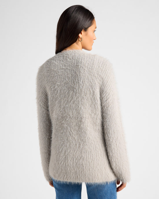 Grey $|& Vigoss Eyelash Open Cardigan - SOF Back