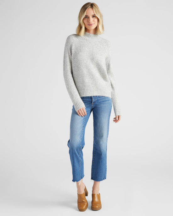 Light Heather Grey $|& Vigoss Mock Neck Sweater - SOF Side