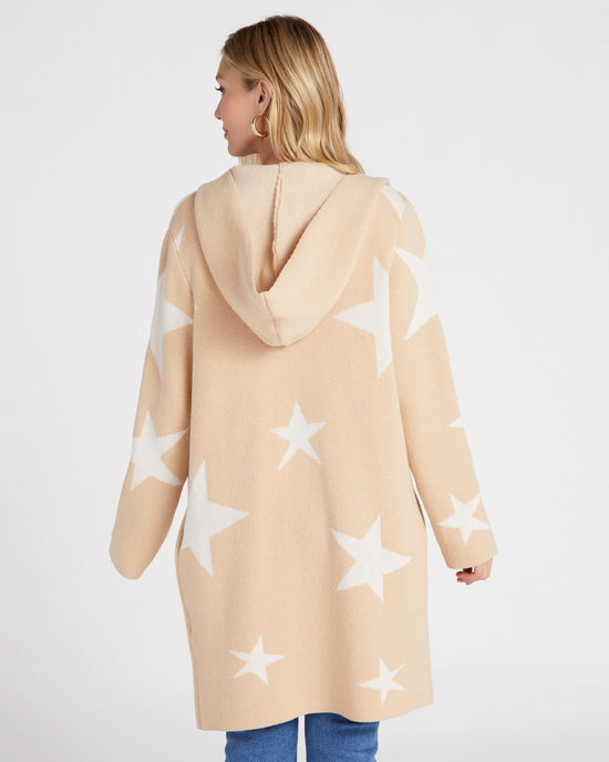 Oatmeal $|& Vigoss Star Print Hooded Cardigan - SOF Back