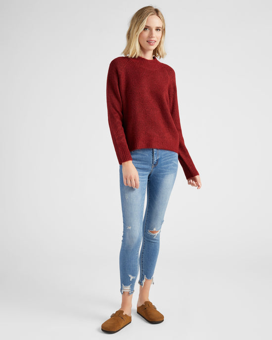 Deep Rose $|& Vigoss Mock Neck Sweater - SOF Full Front