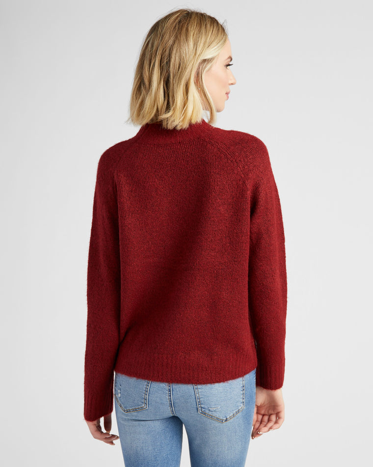 Deep Rose $|& Vigoss Mock Neck Sweater - SOF Back