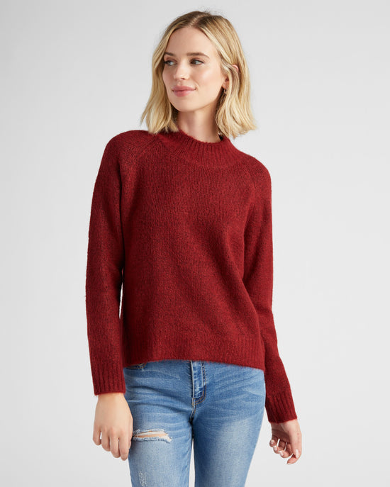 Deep Rose $|& Vigoss Mock Neck Sweater - SOF Front