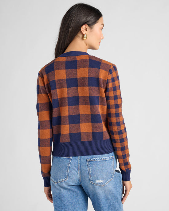 Navy $|& Vigoss Plaid Cardigan - SOF Back