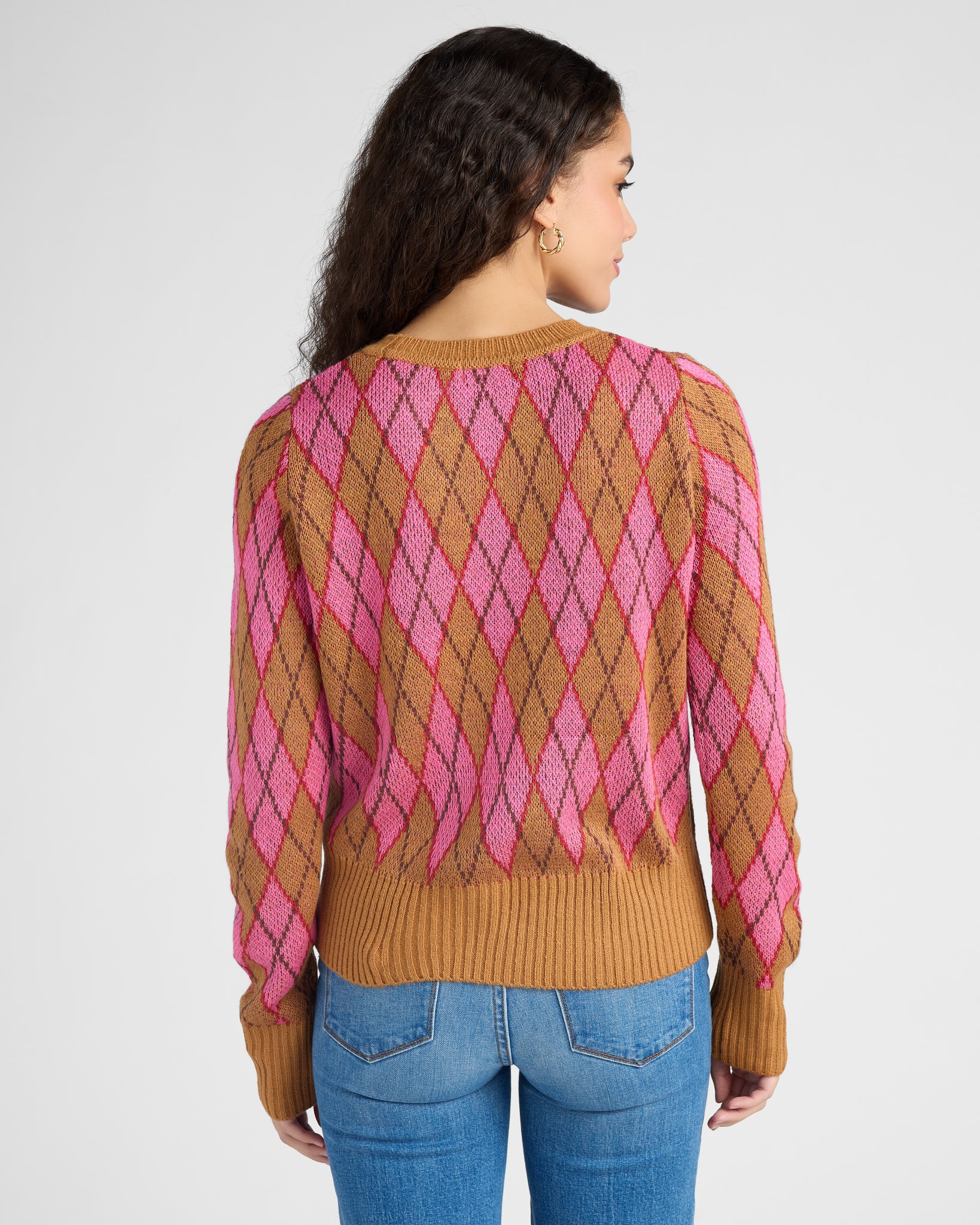 Camel $|& Vigoss Argyle Sweater - SOF Back