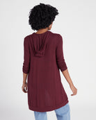 Burgundy $|& W. by Wantable Brushed Hacci Hooded Cardigan - SOF Back