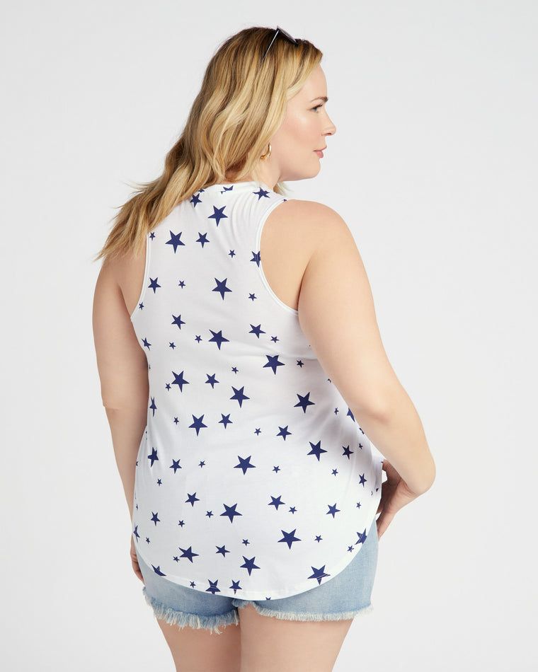 Navy Star $|& 78 & Sunny Stars and Stripes Printed Graphic Tank - SOF Back