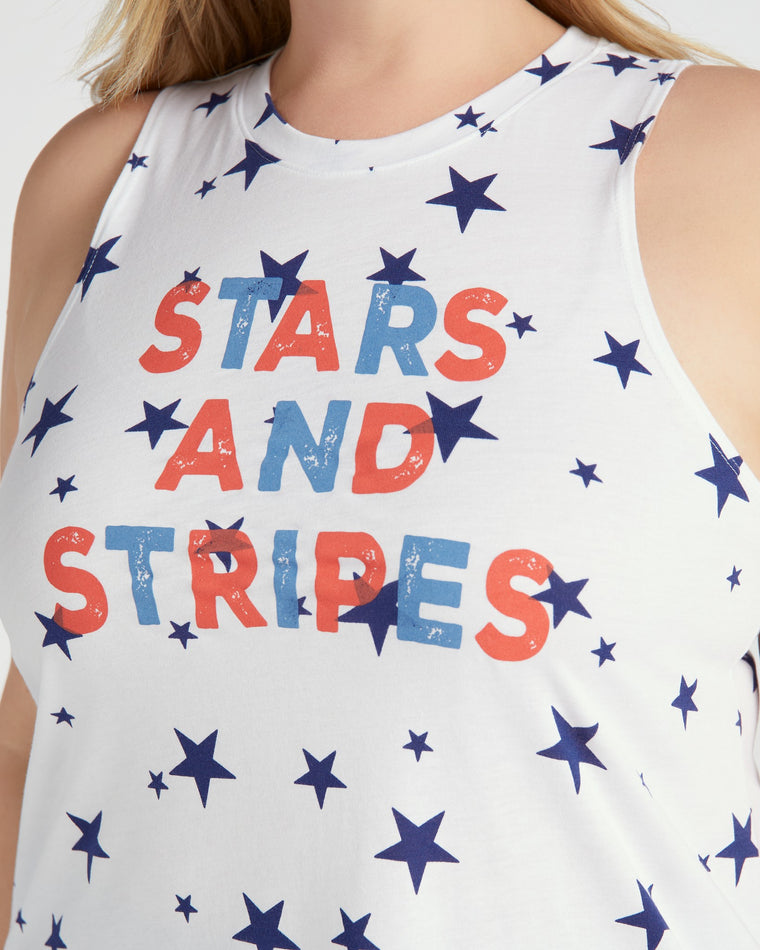 Navy Star $|& 78 & Sunny Stars and Stripes Printed Graphic Tank - SOF Detail