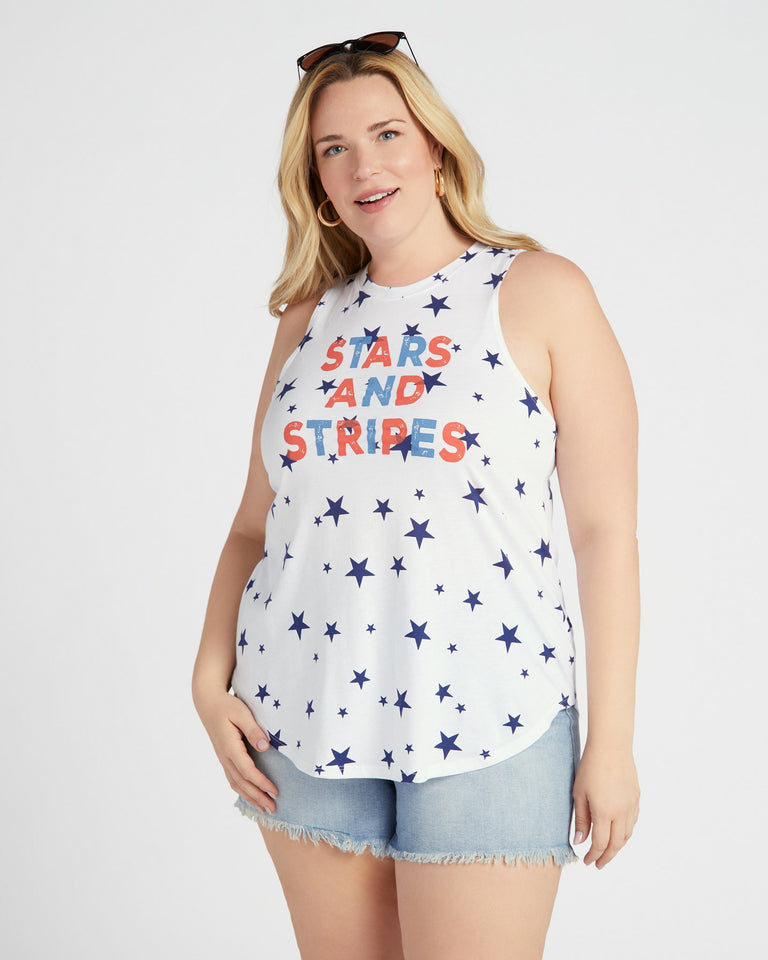 Stars and Stripes Printed Graphic Tank in Plus