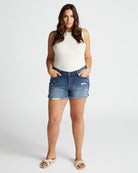 Dark Wash Blue $|& Vigoss Marley Cuffed Short - SOF Full Front