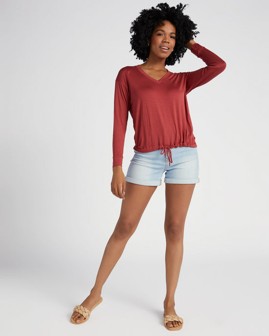Rosewood $|& Herizon Canyon V-Neck Top - SOF Full Front